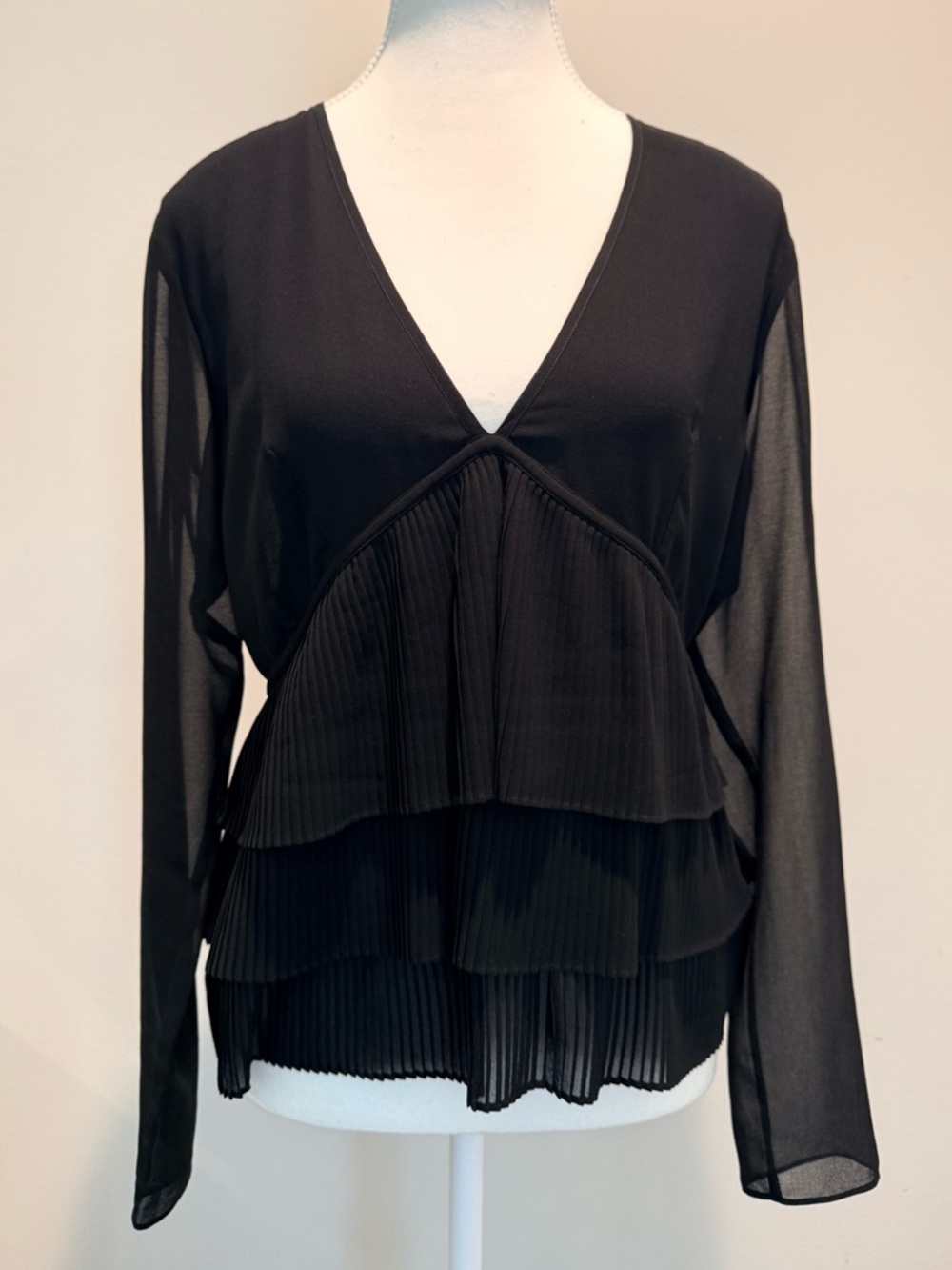 The Kooples Sheer Ruffle Top Size Large NWT